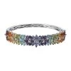 Multi Gemstone Bangle Bracelet In Platinum Over Sterling Silver (6.50 In) 11.15 Ctw -Jewelry store 7191601