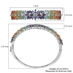 Multi Gemstone Bangle Bracelet In Platinum Over Sterling Silver (6.50 In) 11.15 Ctw -Jewelry store 7191601 5
