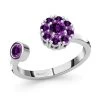 Amethyst February Birthstone Anxiety Spinner Openable Band Ring In Platinum Over Sterling Silver (Large Adjustable Size 9-11) 0.60 Ctw -Jewelry store 7193637