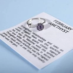 Amethyst February Birthstone Anxiety Spinner Openable Band Ring In Platinum Over Sterling Silver (Large Adjustable Size 9-11) 0.60 Ctw -Jewelry store 7193637 4