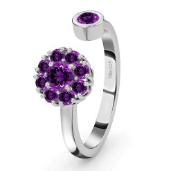 Amethyst February Birthstone Anxiety Spinner Openable Band Ring In Platinum Over Sterling Silver (Large Adjustable Size 9-11) 0.60 Ctw -Jewelry store 7193637 6