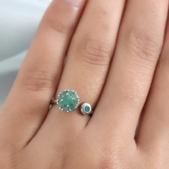 Socoto Emerald May Birthstone Anxiety Spinner Openable Band Ring In Platinum Over Sterling Silver (Large Adjustable Size 9-11) 0.75 Ctw -Jewelry store 7193678 4