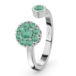 Socoto Emerald May Birthstone Anxiety Spinner Openable Band Ring In Platinum Over Sterling Silver (Large Adjustable Size 9-11) 0.75 Ctw -Jewelry store 7193678 5