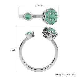 Socoto Emerald May Birthstone Anxiety Spinner Openable Band Ring In Platinum Over Sterling Silver (Large Adjustable Size 9-11) 0.75 Ctw -Jewelry store 7193678 6