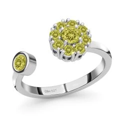 Peridot August Birthstone Anxiety Spinner Openable Band Ring In Platinum Over Sterling Silver (Large Adjustable Size 9-11) 0.75 Ctw