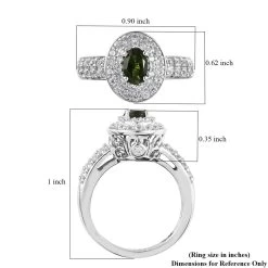 Premium Tanzanian Natural Chrome Tourmaline And Natural White Zircon Double Halo Ring In Platinum Over Sterling Silver 1.10 Ctw -Jewelry store 7194474 5