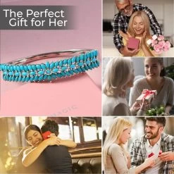 Doorbuster American Natural Sleeping Beauty Turquoise Bangle Bracelet In Platinum Over Sterling Silver (6.50 In) 21 Grams 9.15 Ctw -Jewelry store 7194500 3