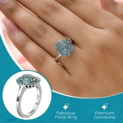 DOORBUSTER Narsipatnam Alexandrite Cluster Ring In Rhodium And Platinum Over Sterling Silver 1.00 Ctw -Jewelry store 7194745 2