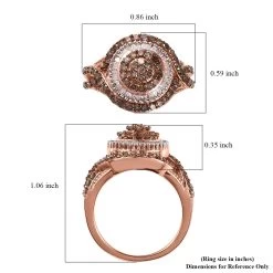 Natural Champagne And White Diamond Ring In Rhodium & Vermeil Rose Gold Over Sterling Silver 1.00 Ctw -Jewelry store 7196120 5