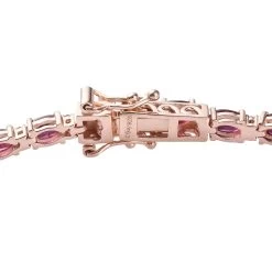 Premium American Arizona Anthill Garnet, Natural Champagne Diamond (0.30 Cts) Tennis Bracelet In Vermeil RG Over Sterling Silver (6.50 In) (7.40 G) 7.40 Ctw -Jewelry store 7196321 3