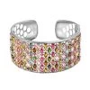 Multi Tourmaline Bracelet, Silver Cuff Bracelet , Sterling Silver Bracelet , Cuff Bracelet For Women (7.25 In) 26.35 Ctw -Jewelry store 7196943