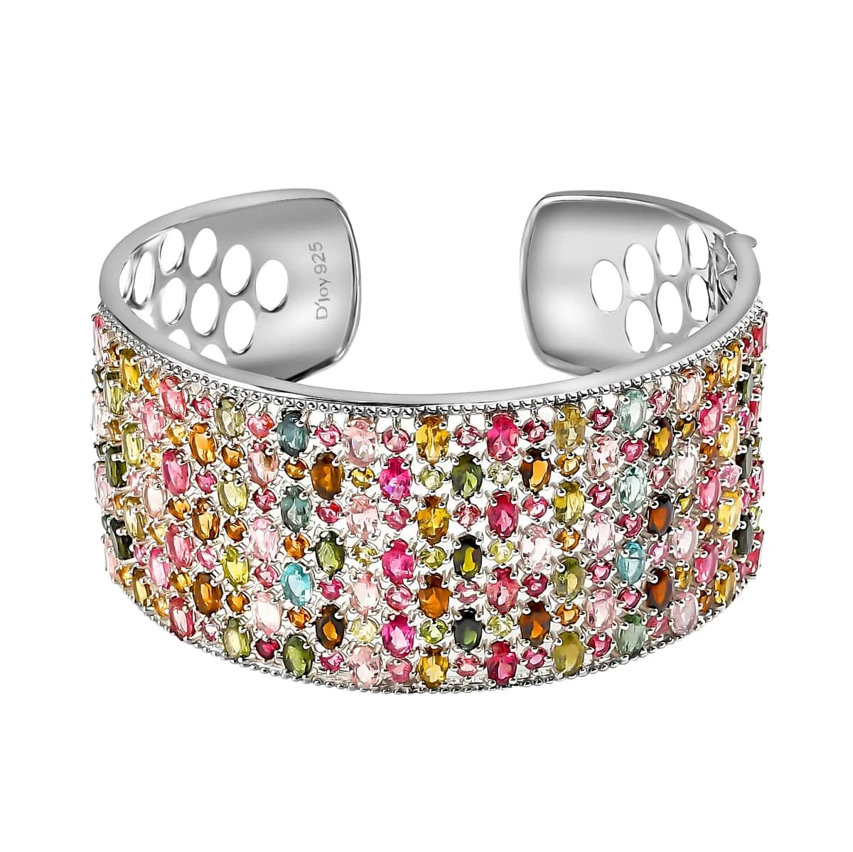 Multi Tourmaline Bracelet, Silver Cuff Bracelet , Sterling Silver Bracelet , Cuff Bracelet For Women (7.25 In) 26.35 Ctw 3 Multi Tourmaline Bracelet, Silver Cuff Bracelet , Sterling Silver Bracelet , Cuff Bracelet For Women (7.25 In) 26.35 Ctw