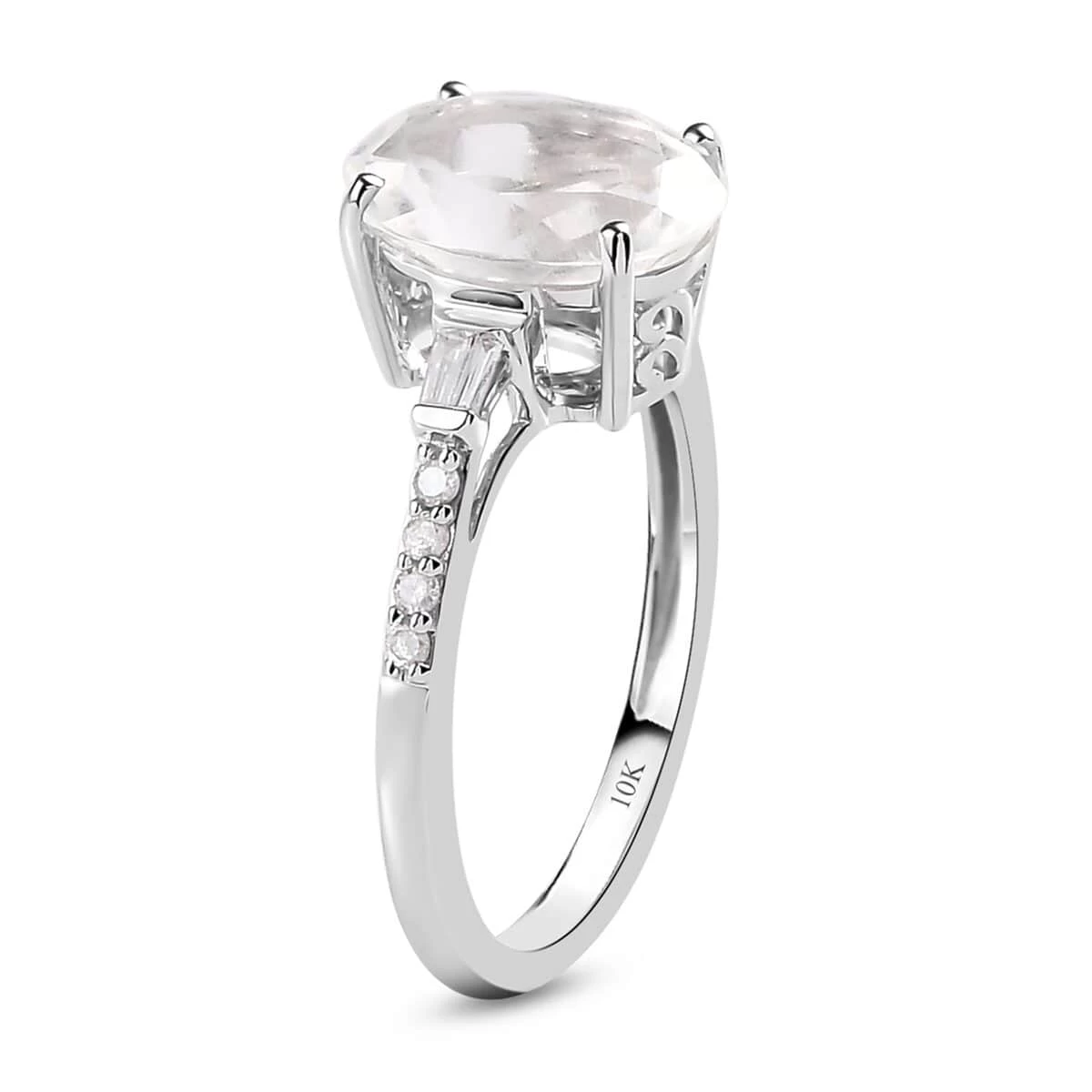 Luxoro 10K White Gold Premium Mexican Hyalite Opal And Diamond Ring 2.00 Ctw 6 Luxoro 10K White Gold Premium Mexican Hyalite Opal And Diamond Ring 2.00 Ctw - Image 4