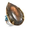 Madagascar Fire Labradorite, Multi Gemstone Ring In Vermeil YG And Platinum Over Sterling Silver 24.70 Ctw -Jewelry store 7197701