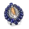 Madagascar Fire Labradorite, Lapis Lazuli Cocktail Ring In Platinum Over Sterling Silver (10.85 G) 23.75 Ctw -Jewelry store 7197767