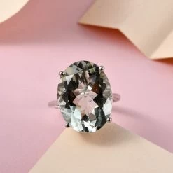 Doorbuster Montezuma Prasiolite Solitaire Ring In Platinum Over Sterling Silver 15.00 Ctw -Jewelry store 7198649 1