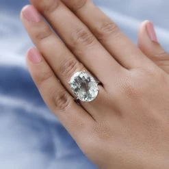 Doorbuster Montezuma Prasiolite Solitaire Ring In Platinum Over Sterling Silver 15.00 Ctw -Jewelry store 7198649 2