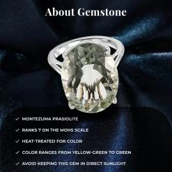 Doorbuster Montezuma Prasiolite Solitaire Ring In Platinum Over Sterling Silver 15.00 Ctw -Jewelry store 7198649 4