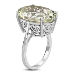 Doorbuster Montezuma Prasiolite Solitaire Ring In Platinum Over Sterling Silver 15.00 Ctw -Jewelry store 7198649 5