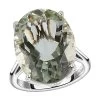 Montezuma Prasiolite Ring In Platinum Over Sterling Silver, Silver Solitaire Ring, Wedding Rings 15.00 Ctw