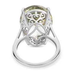 Montezuma Prasiolite Ring In Platinum Over Sterling Silver, Silver Solitaire Ring, Wedding Rings 15.00 Ctw -Jewelry store 7198654 6