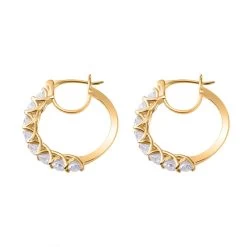 Moissanite Hoop Earrings In Vermeil Yellow Gold Over Sterling Silver 3.85 Ctw 10 Moissanite Hoop Earrings In Vermeil Yellow Gold Over Sterling Silver 3.85 Ctw -Jewelry store 7199961 3