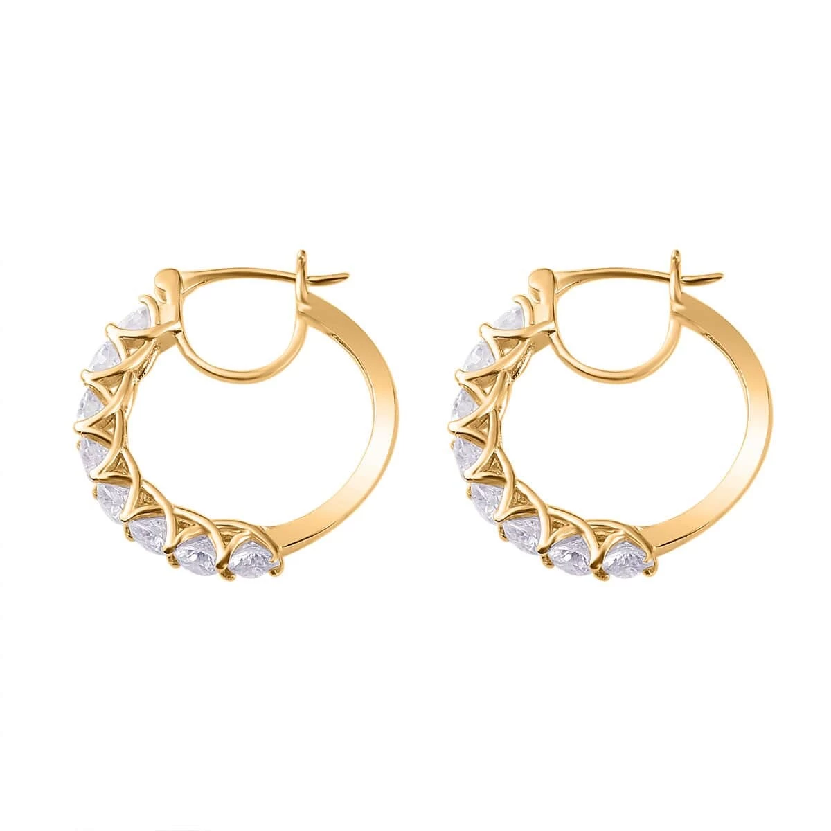 Moissanite Hoop Earrings In Vermeil Yellow Gold Over Sterling Silver 3.85 Ctw 6 Moissanite Hoop Earrings In Vermeil Yellow Gold Over Sterling Silver 3.85 Ctw - Image 4