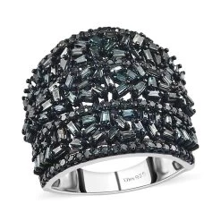 Doorbuster Blue Diamond (IR) Ring In Platinum Over Sterling Silver 2.10 Ctw