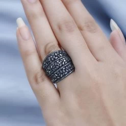 Doorbuster Blue Diamond (IR) Ring In Platinum Over Sterling Silver 2.10 Ctw -Jewelry store 7209455 2