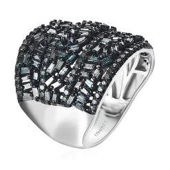 Doorbuster Blue Diamond (IR) Ring In Platinum Over Sterling Silver 2.10 Ctw -Jewelry store 7209455 3