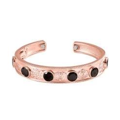 Artisan Crafted Elite Shungite Cuff Bracelet In 14K RG Over Copper With Magnet (7.25 In) 7.00 Ctw