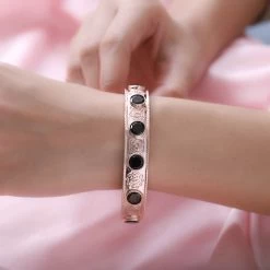 Artisan Crafted Elite Shungite Cuff Bracelet In 14K RG Over Copper With Magnet (7.25 In) 7.00 Ctw -Jewelry store 7210708 2