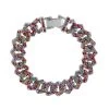 Multi Color Austrian Crystal Curb Link Bracelet In Silvertone (7.50 In) -Jewelry store 7210879