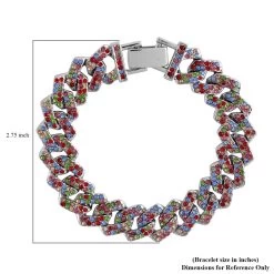 Multi Color Austrian Crystal Curb Link Bracelet In Silvertone (7.50 In) -Jewelry store 7210879 3