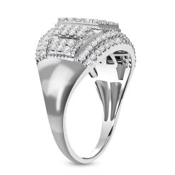 Diamond Deco Cluster Ring, Diamond Ring, Diamond Cluster Ring, Platinum Over Sterling Silver Ring 1.10 Ctw 13 Diamond Deco Cluster Ring, Diamond Ring, Diamond Cluster Ring, Platinum Over Sterling Silver Ring 1.10 Ctw -Jewelry store 7211498 4