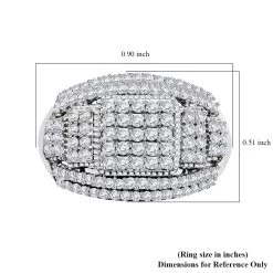 Diamond Deco Cluster Ring, Diamond Ring, Diamond Cluster Ring, Platinum Over Sterling Silver Ring 1.10 Ctw 15 Diamond Deco Cluster Ring, Diamond Ring, Diamond Cluster Ring, Platinum Over Sterling Silver Ring 1.10 Ctw -Jewelry store 7211498 6