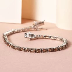 Jenipapo Andalusite Tennis Bracelet In Platinum Over Sterling Silver (6.50 In) 8.35 Grams 7.50 Ctw -Jewelry store 7212476 1