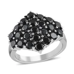 Natural Thai Black Spinel Ring In Stainless Steel 3.25 Ctw