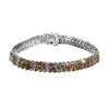 Multi-Tourmaline Double-Row Bracelet In Platinum Over Sterling Silver (7.25 In) 14.65 Ctw -Jewelry store 7214530