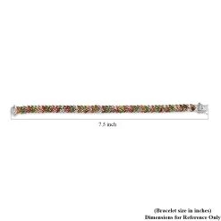 Multi-Tourmaline Double-Row Bracelet In Platinum Over Sterling Silver (7.25 In) 14.65 Ctw -Jewelry store 7214530 4