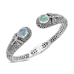 Doorbuster BALI LEGACY American Natural Sleeping Beauty Turquoise Dragonfly Cuff Bracelet In Sterling Silver (7.50 In) 30 Grams 1.40 Ctw