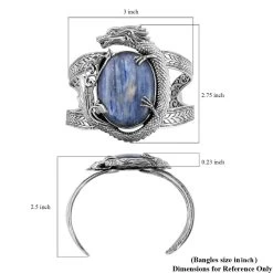 Doorbuster BALI LEGACY Kashmir Kyanite Dragon Cuff Bracelet In Sterling Silver (7.50 In) 55 Grams 75.00 Ctw -Jewelry store 7214604 5