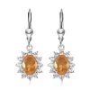 Jalisco Fire Opal And White Zircon Sunburst Lever Back Earrings In Platinum Over Sterling Silver 3.35 Ctw -Jewelry store 7224730
