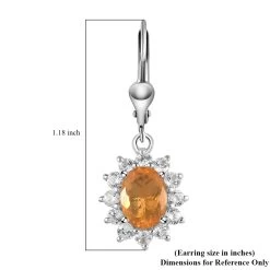 Jalisco Fire Opal And White Zircon Sunburst Lever Back Earrings In Platinum Over Sterling Silver 3.35 Ctw -Jewelry store 7224730 5