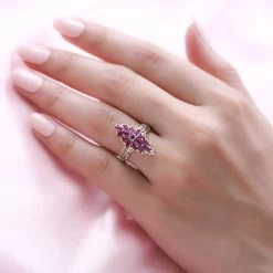 Premium Montepuez Ruby And Natural White Zircon Ring In Vermeil Yellow Gold And Platinum Over Sterling Silver 1.40 Ctw -Jewelry store 7226681 2