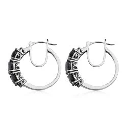 Midnight Sapphire Hoop Earrings In Platinum Over Sterling Silver 12.35 Ctw 10 Midnight Sapphire Hoop Earrings In Platinum Over Sterling Silver 12.35 Ctw -Jewelry store 7227021 3