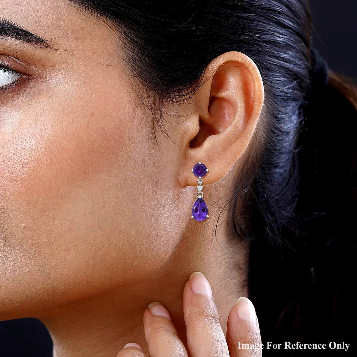 Doorbuster Amethyst And Natural White Zircon Earrings In Platinum Over Sterling Silver 8.15 Ctw 4 Doorbuster Amethyst And Natural White Zircon Earrings In Platinum Over Sterling Silver 8.15 Ctw - Image 2