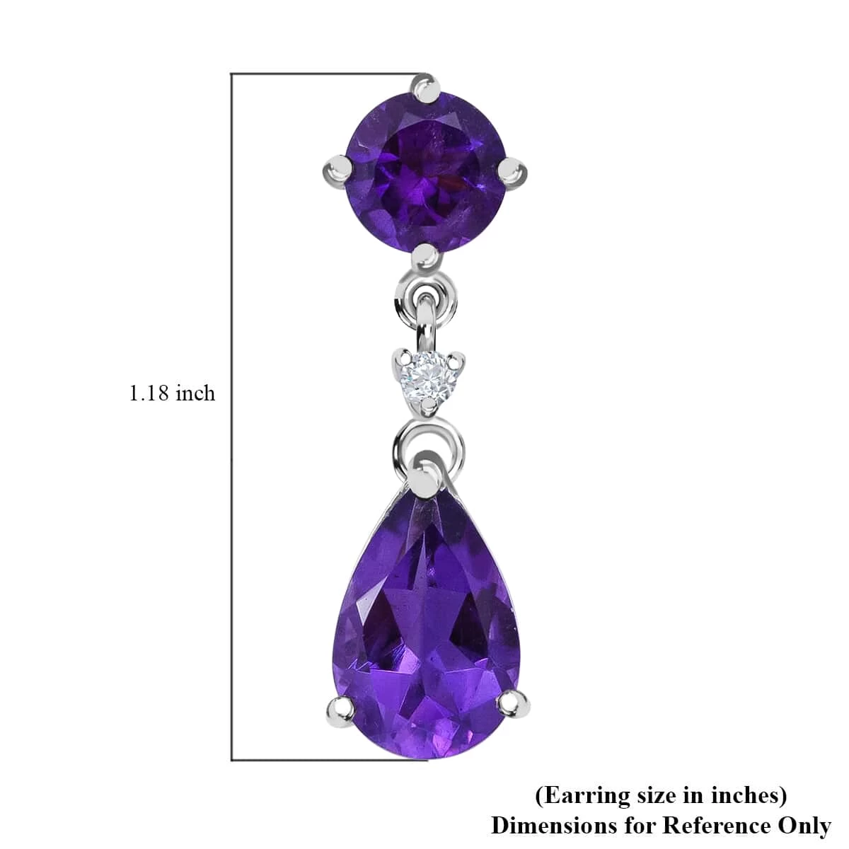Doorbuster Amethyst And Natural White Zircon Earrings In Platinum Over Sterling Silver 8.15 Ctw 6 Doorbuster Amethyst And Natural White Zircon Earrings In Platinum Over Sterling Silver 8.15 Ctw - Image 4