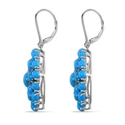 Premium American Natural Sleeping Beauty Turquoise Cocktail Earrings In Platinum Over Sterling Silver 11.10 Ctw -Jewelry store 7233835 3