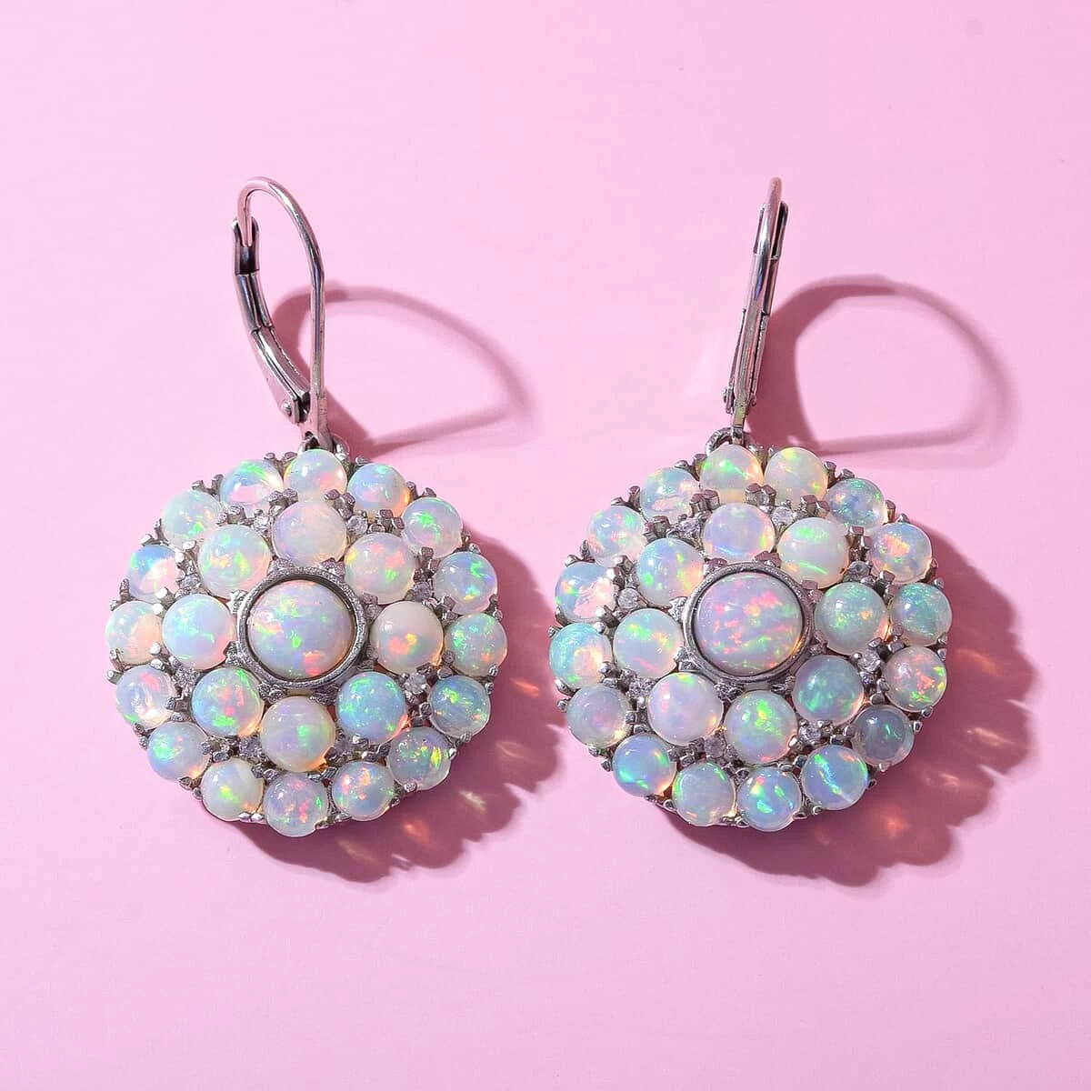 Premium Ethiopian Welo Opal Earrings, Floral Earrings, Sterling Silver Earrings, Cocktail Earrings, Cluster Earrings, Opal Flower Earrings 8.50 Ctw 4 Premium Ethiopian Welo Opal Earrings, Floral Earrings, Sterling Silver Earrings, Cocktail Earrings, Cluster Earrings, Opal Flower Earrings 8.50 Ctw - Image 2